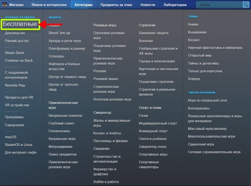 Категории steam
